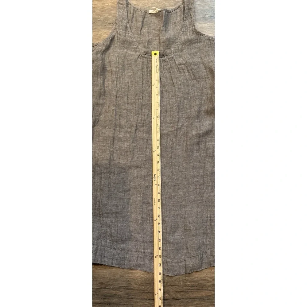Eileen Fisher Organic Linen Gauze Tunic Tank Top Brown Gray Sleeveless Medium - Picture 7 of 8